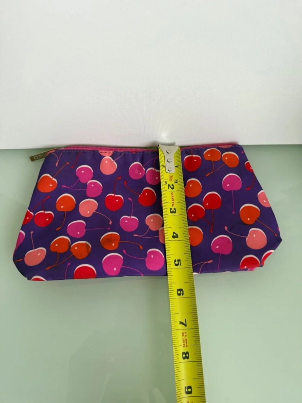 Clinique Purple Cherry Print Cosmetic Makeup Bag Travel Pouch